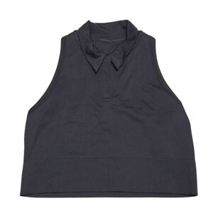 Athleta Black Collared Crop Top Womens XL